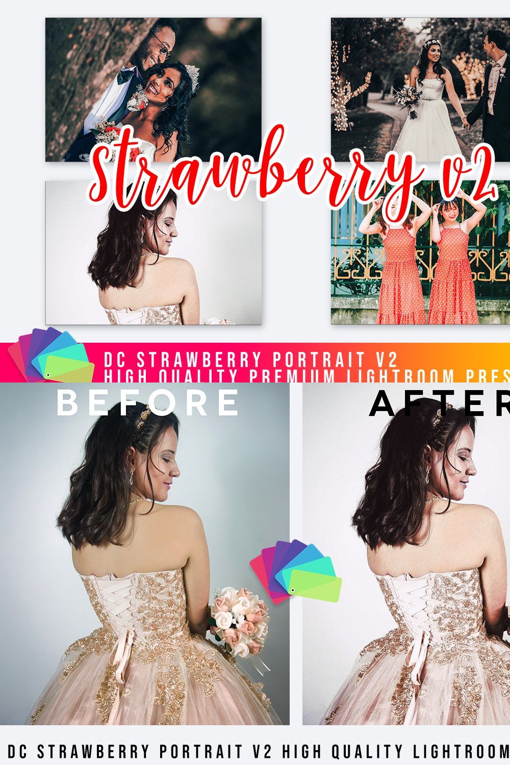 DC Strawberry Lightroom Preset v2 pinterest preview image.