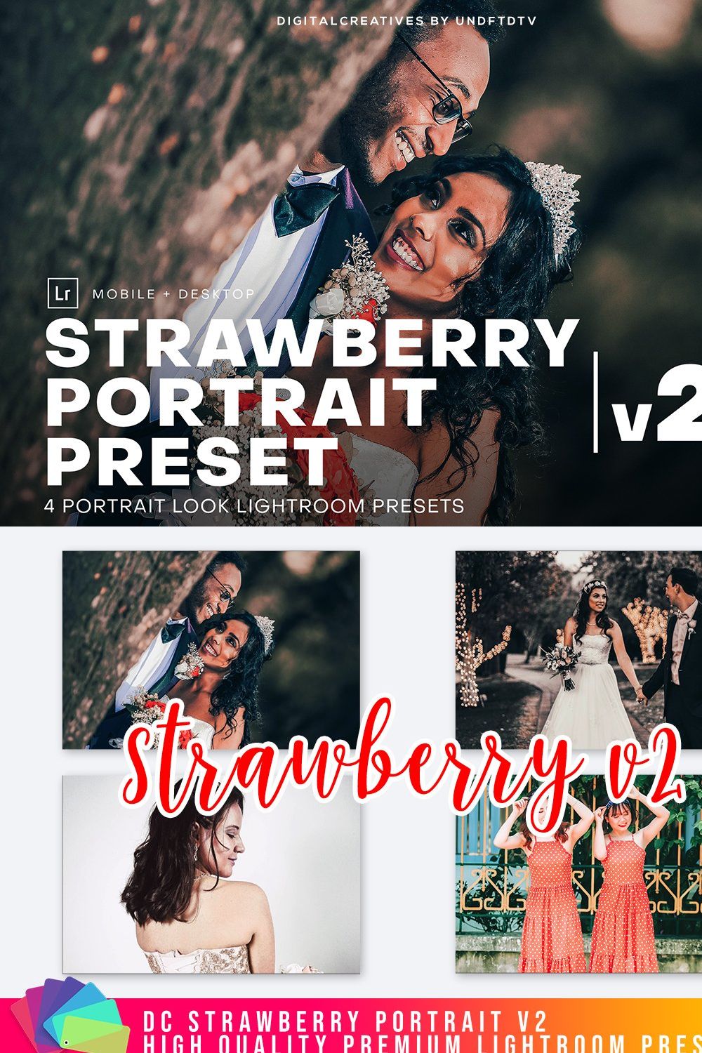 DC Strawberry Portrait Lightroom pinterest preview image.