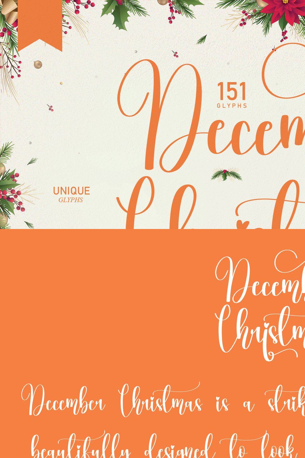 December Christmas | Script font pinterest preview image.