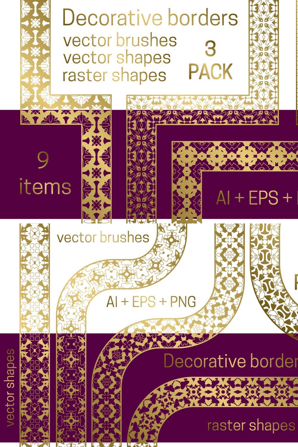 Decorative borders pack 3 pinterest preview image.