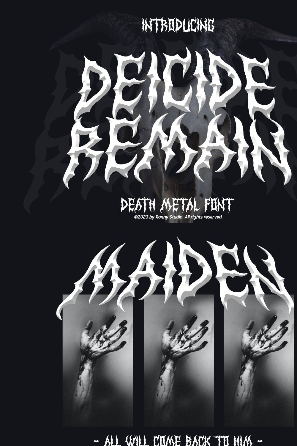 Deicide Remain - Death Metal Font pinterest preview image.
