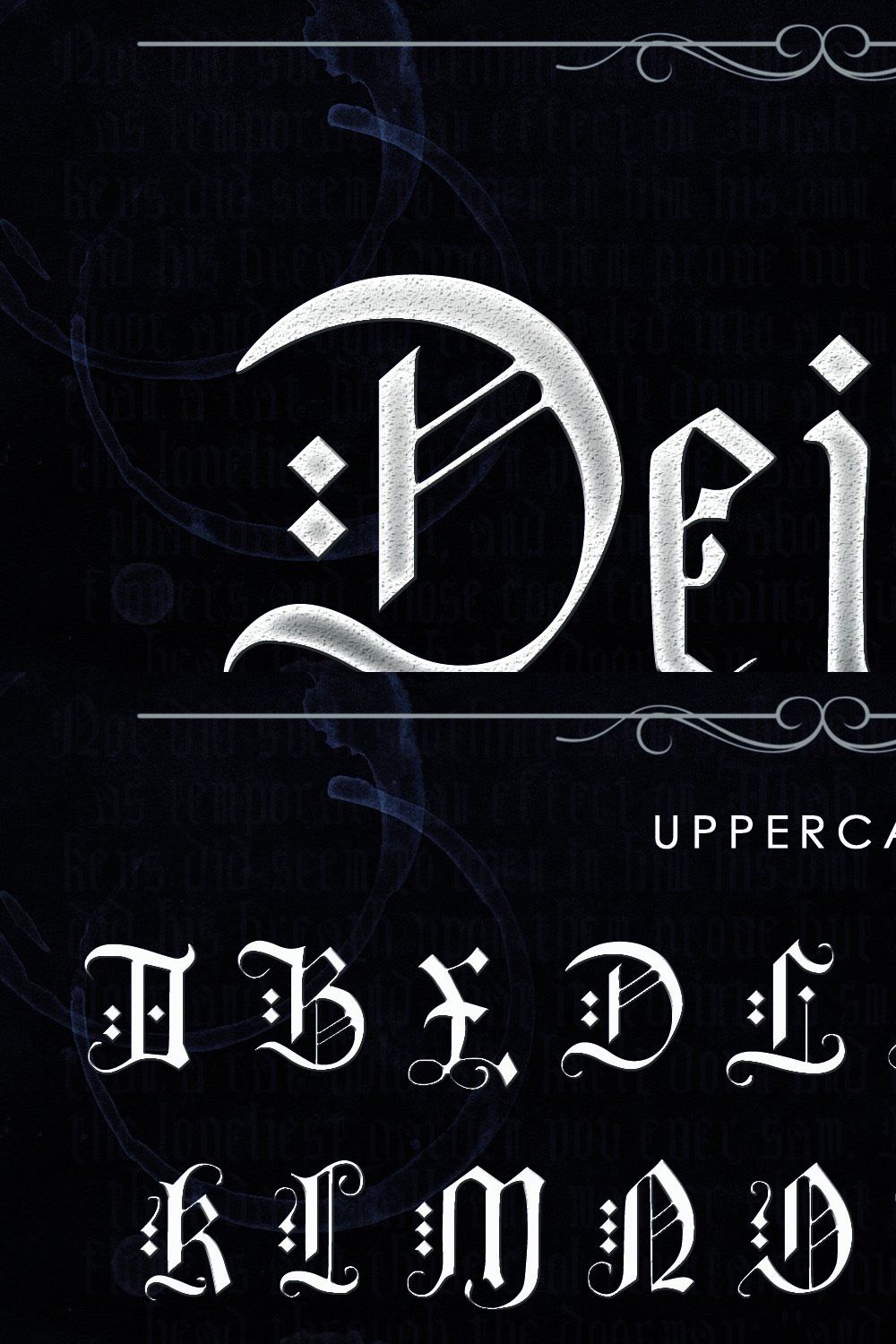 DEIMOS, a Blackletter Typeface pinterest preview image.
