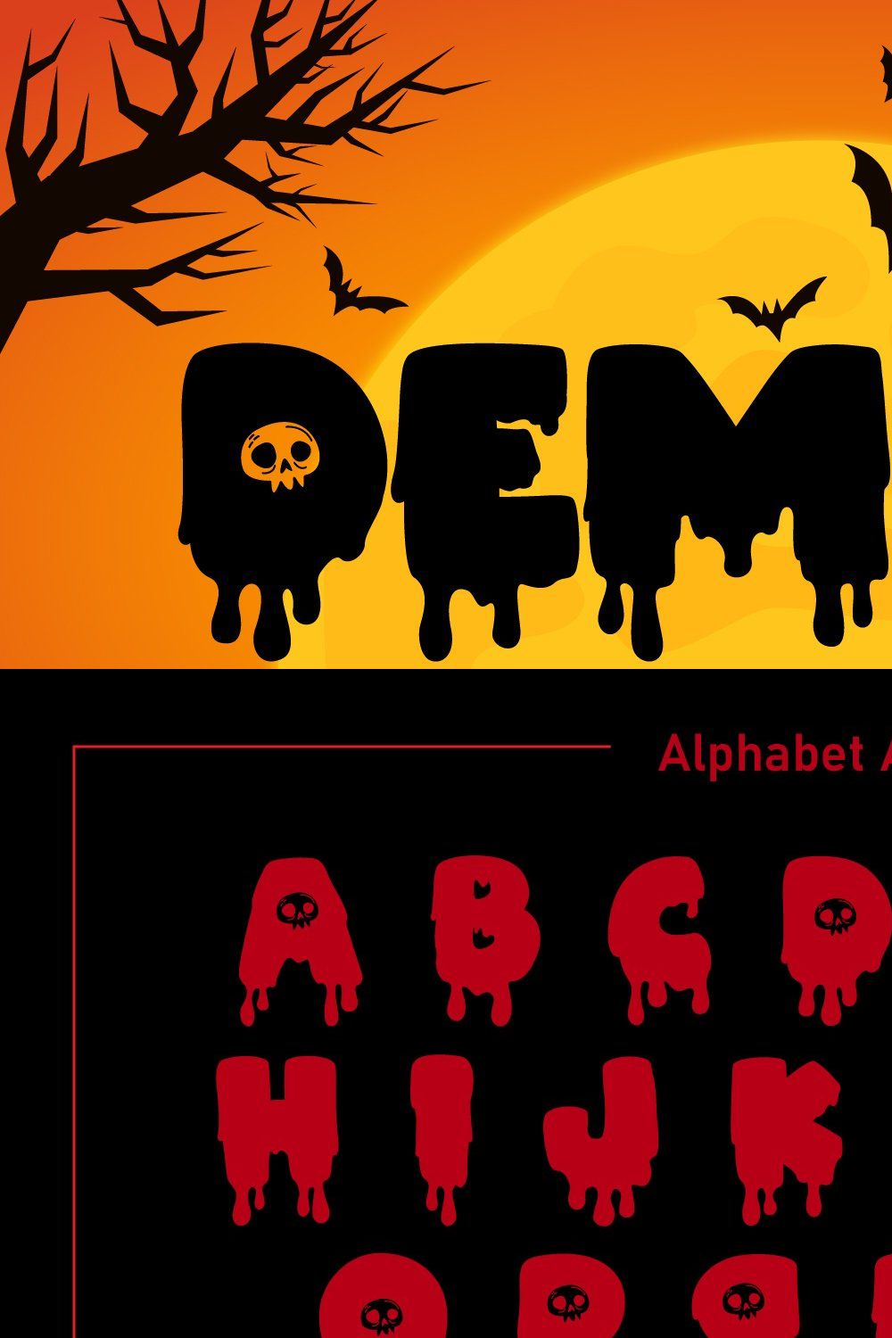 Demon Fonts pinterest preview image.