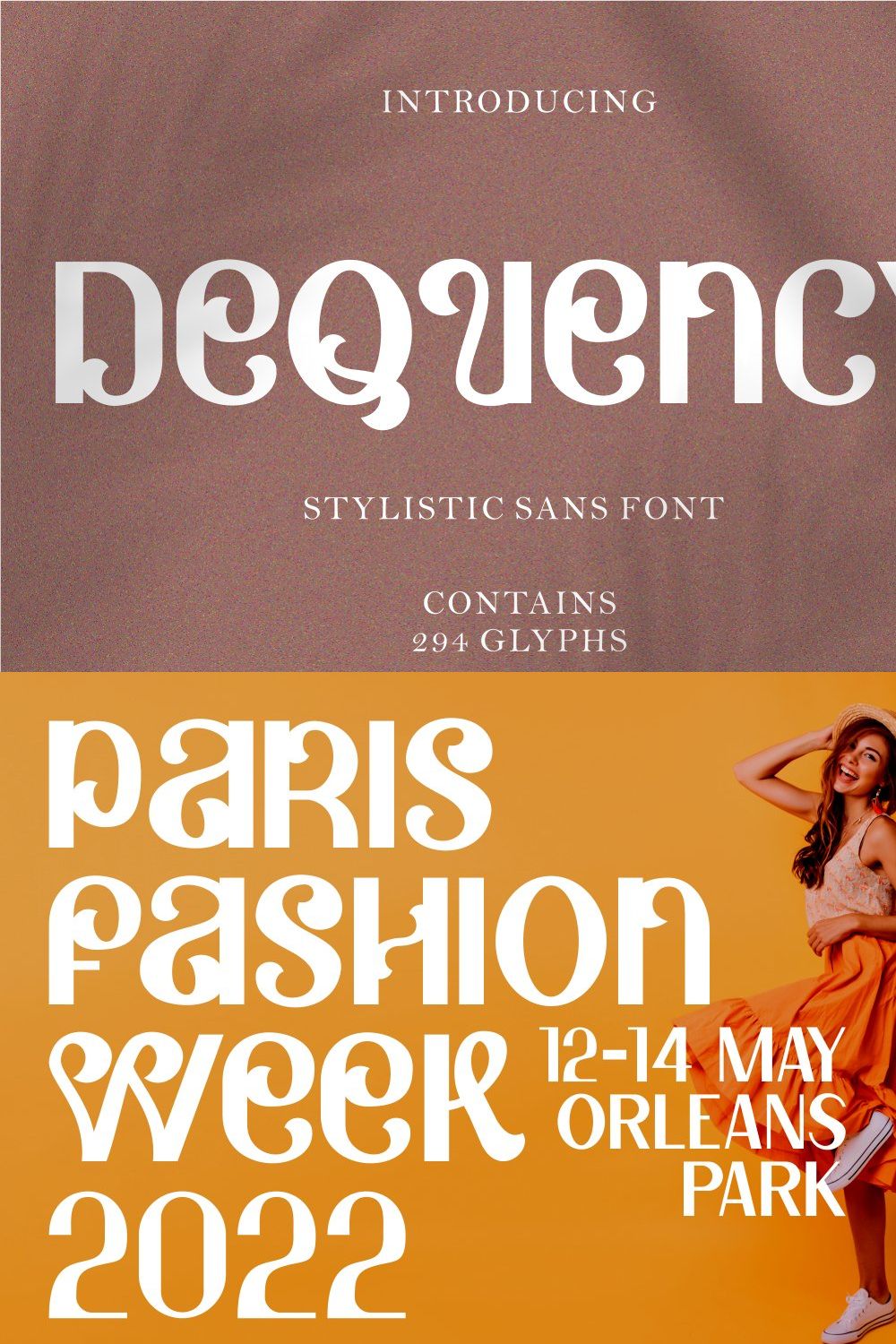 Dequency - Stylistic Sans Font pinterest preview image.