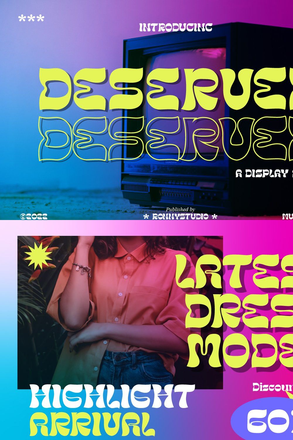 Deserved - A Display Font pinterest preview image.