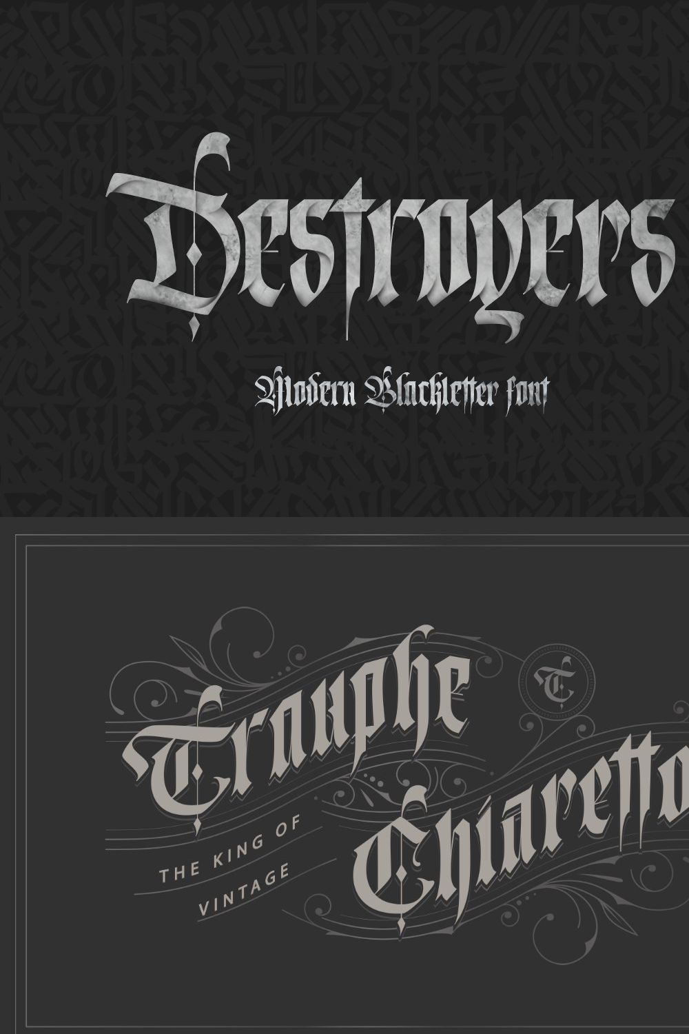 Destroyers - Blackletter Font pinterest preview image.