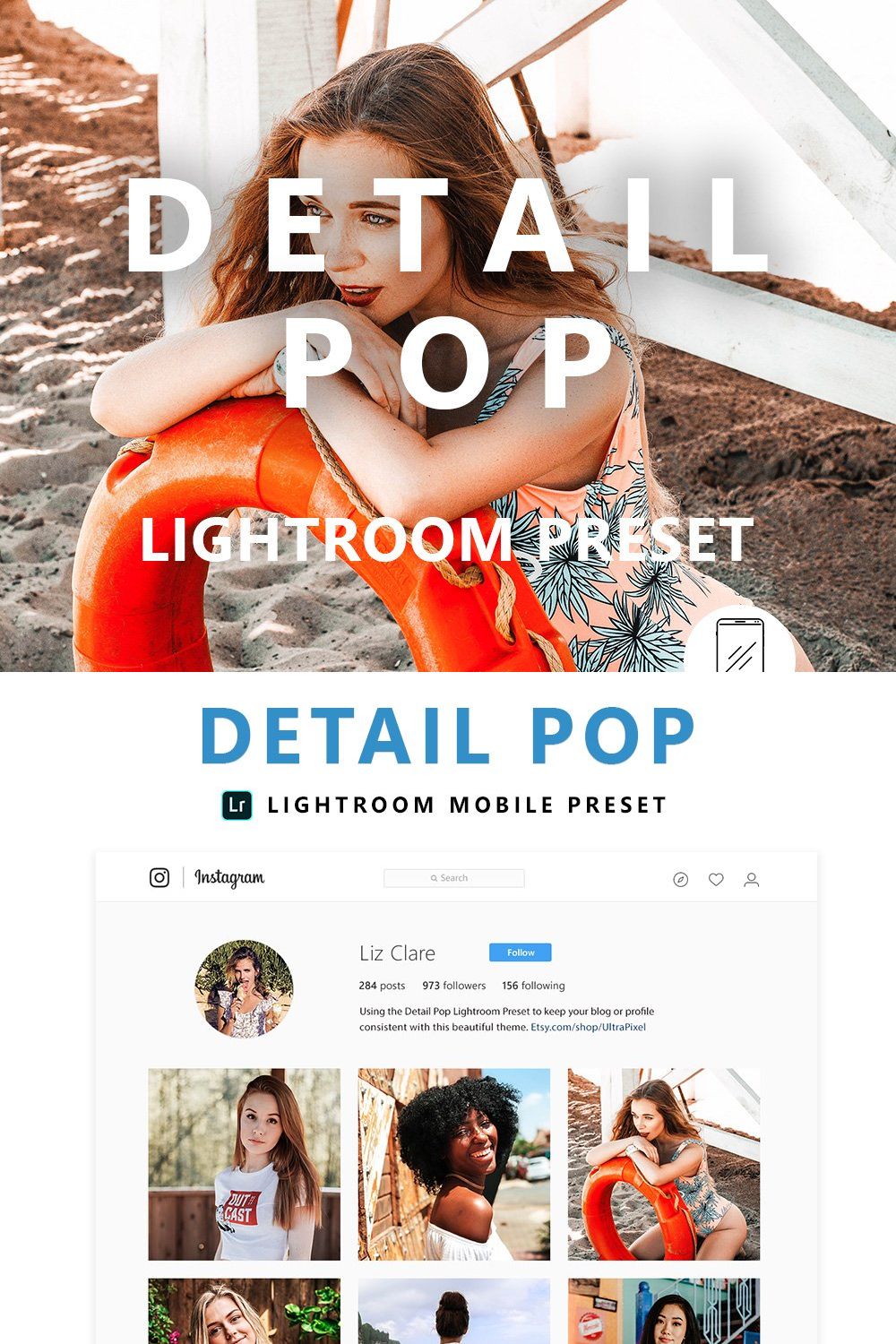 Detail Pop Mobile Lightroom Preset pinterest preview image.