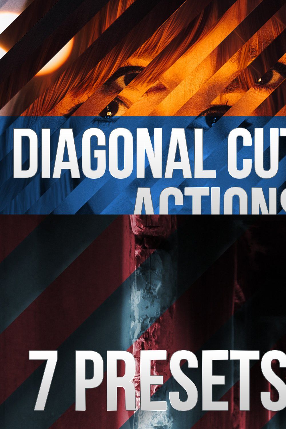 Diagonal Cut Actions for Photoshop pinterest preview image.