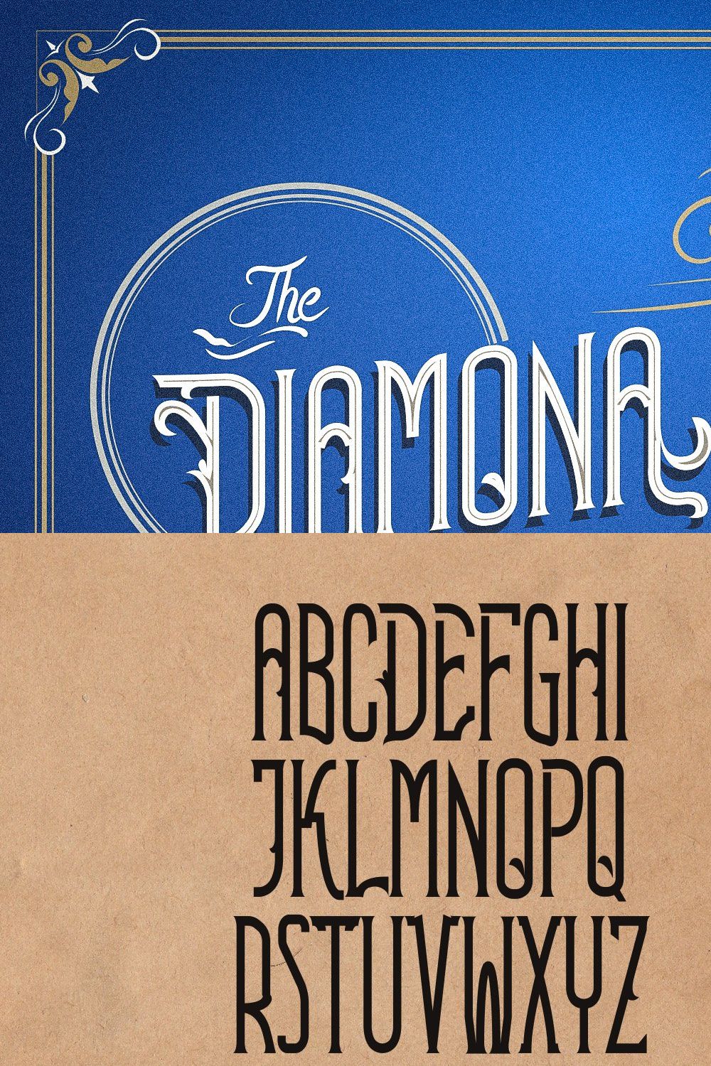 Diamona Biquin - Vintage Font pinterest preview image.