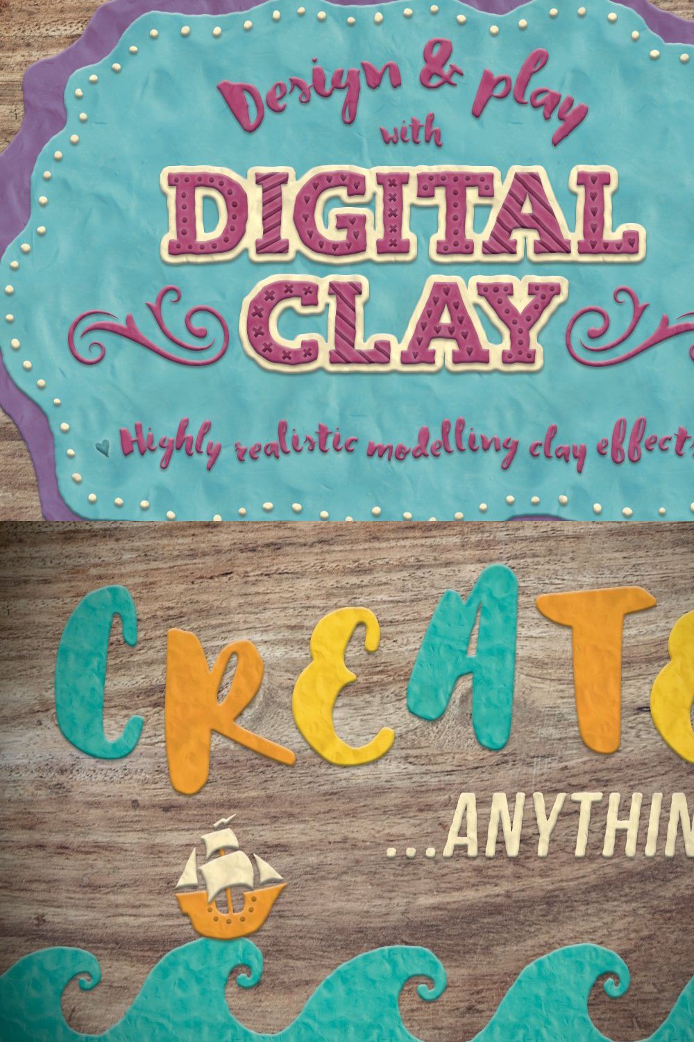 Digital Clay- Layer Styles & More pinterest preview image.