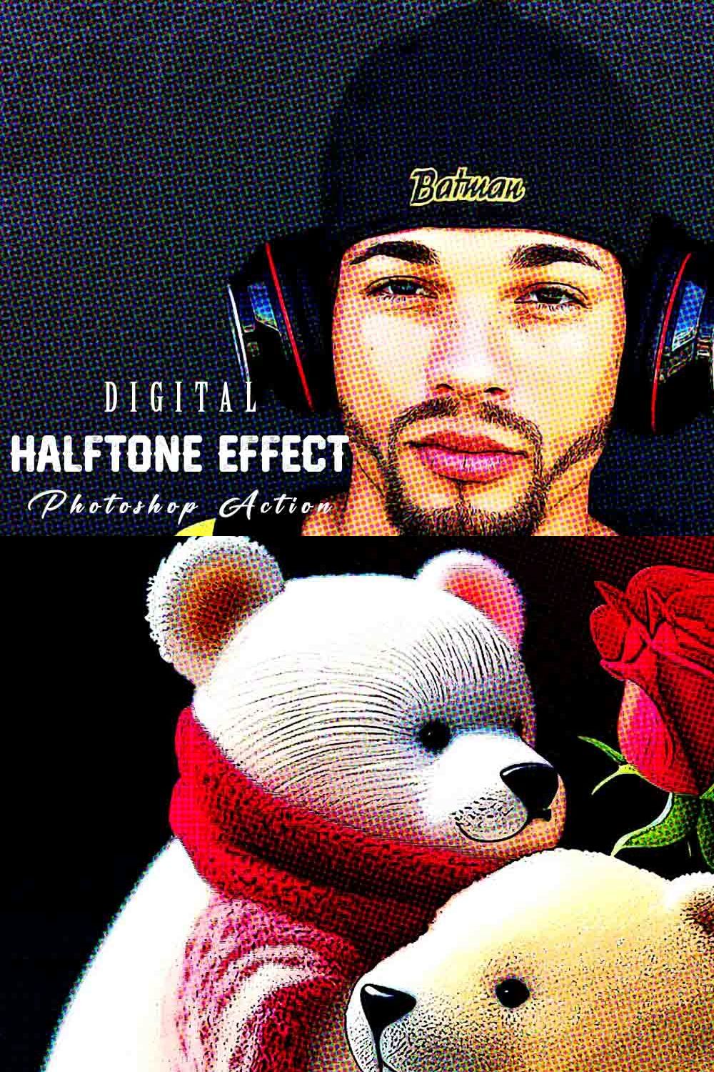 Digital Halftone Effect PS Action pinterest preview image.