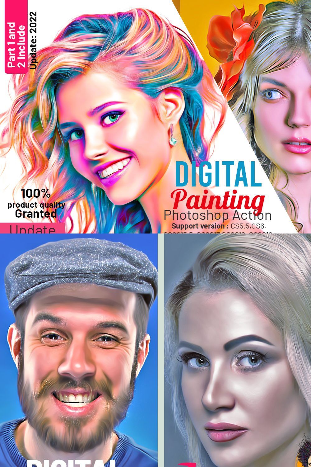Digital Painting Photoshop Action pinterest preview image.