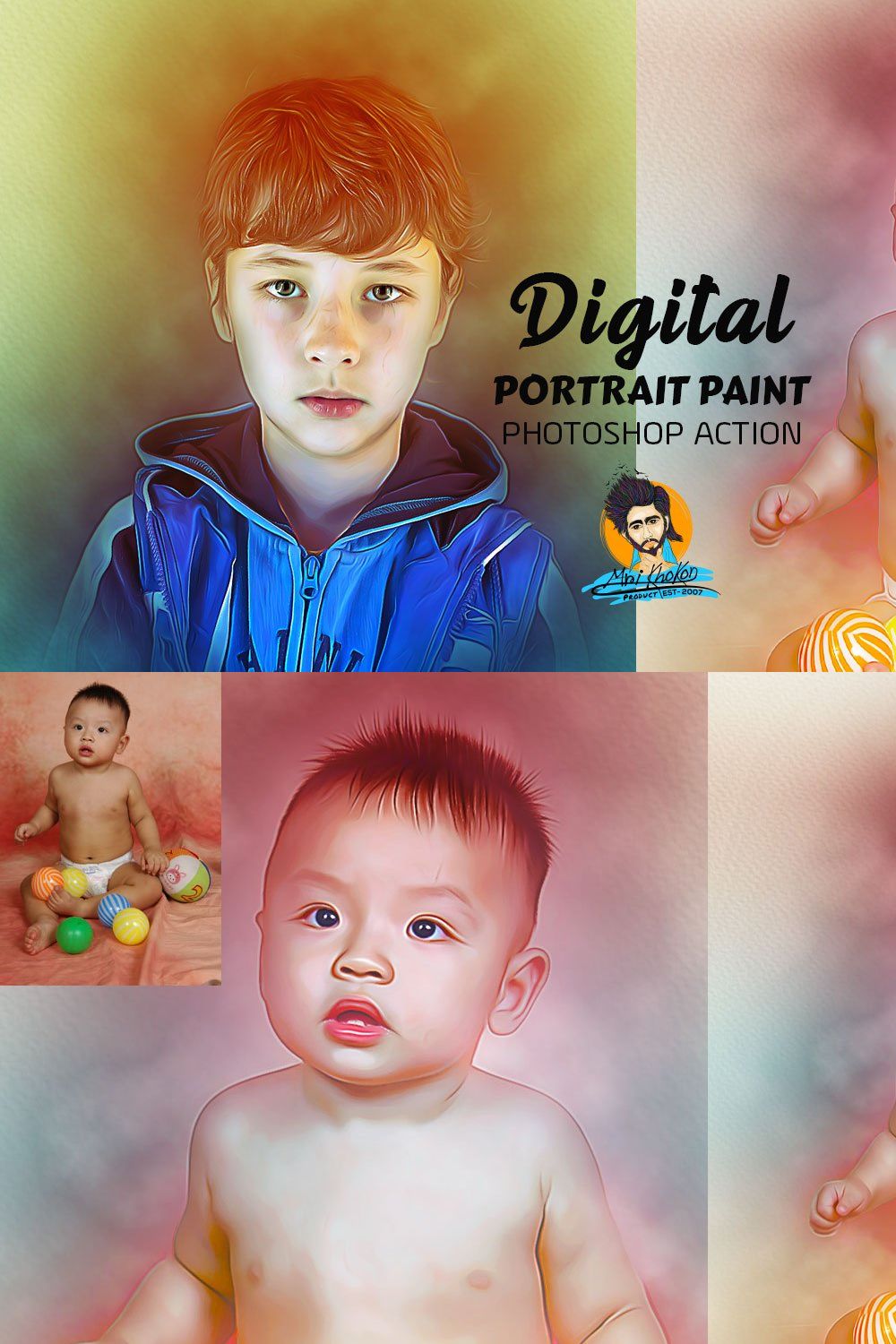 Digital Portrait Paint pinterest preview image.