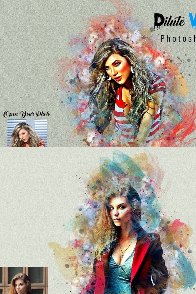 Dilute Watercolor Photoshop Action – MasterBundles