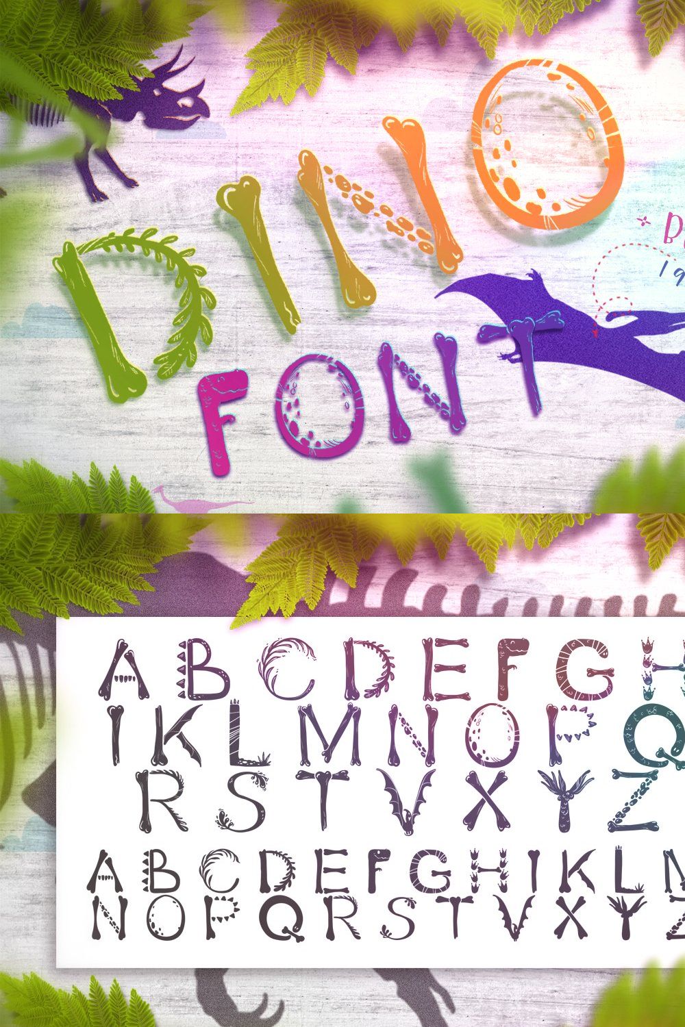 Dino Font pinterest preview image.