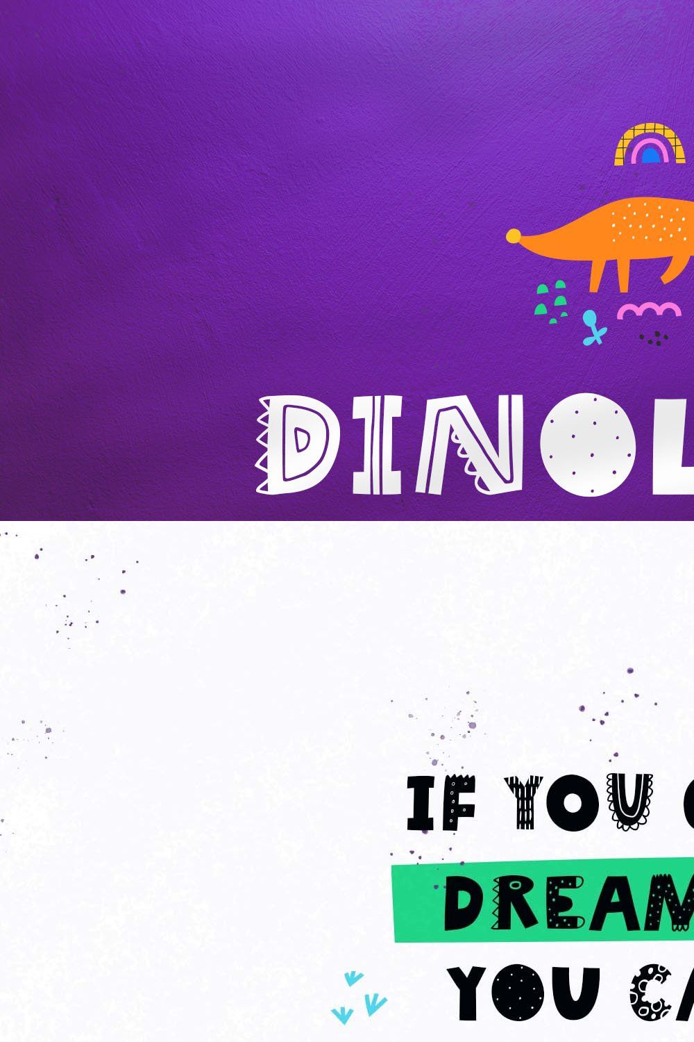 Dinoland | playful font pinterest preview image.