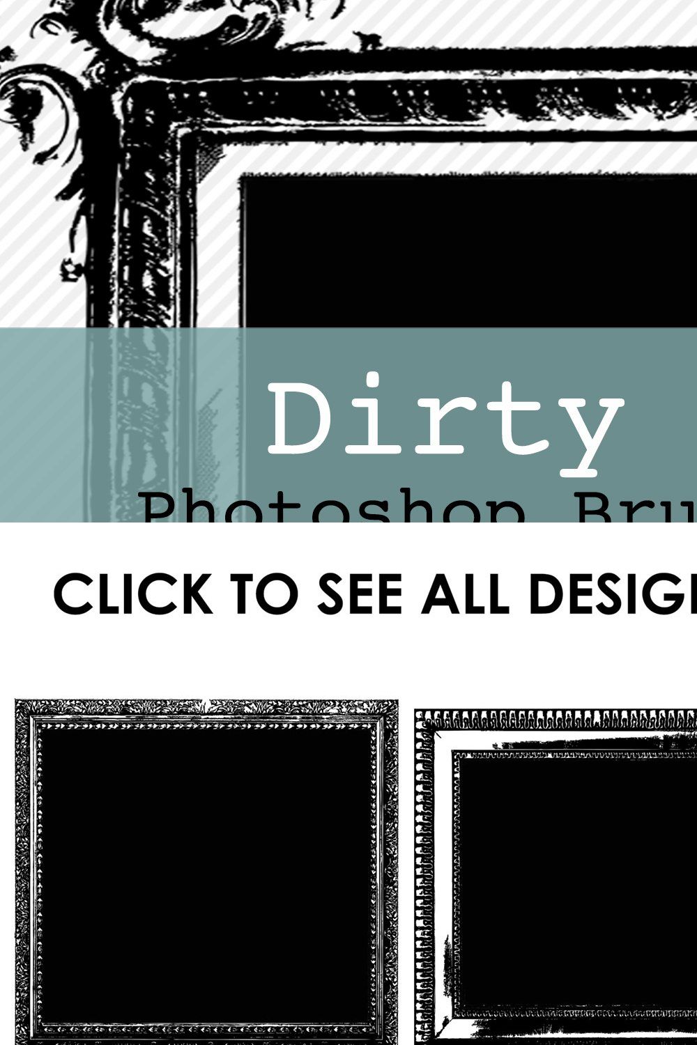 Dirty Frames PS Brushes & Masks pinterest preview image.