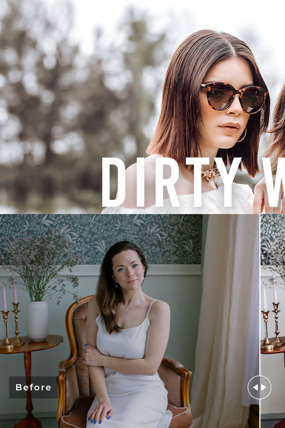 Dirty White Pro Lightroom Presets pinterest preview image.