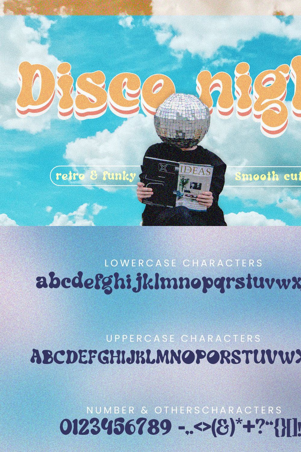 Disco Night, Retro Font pinterest preview image.