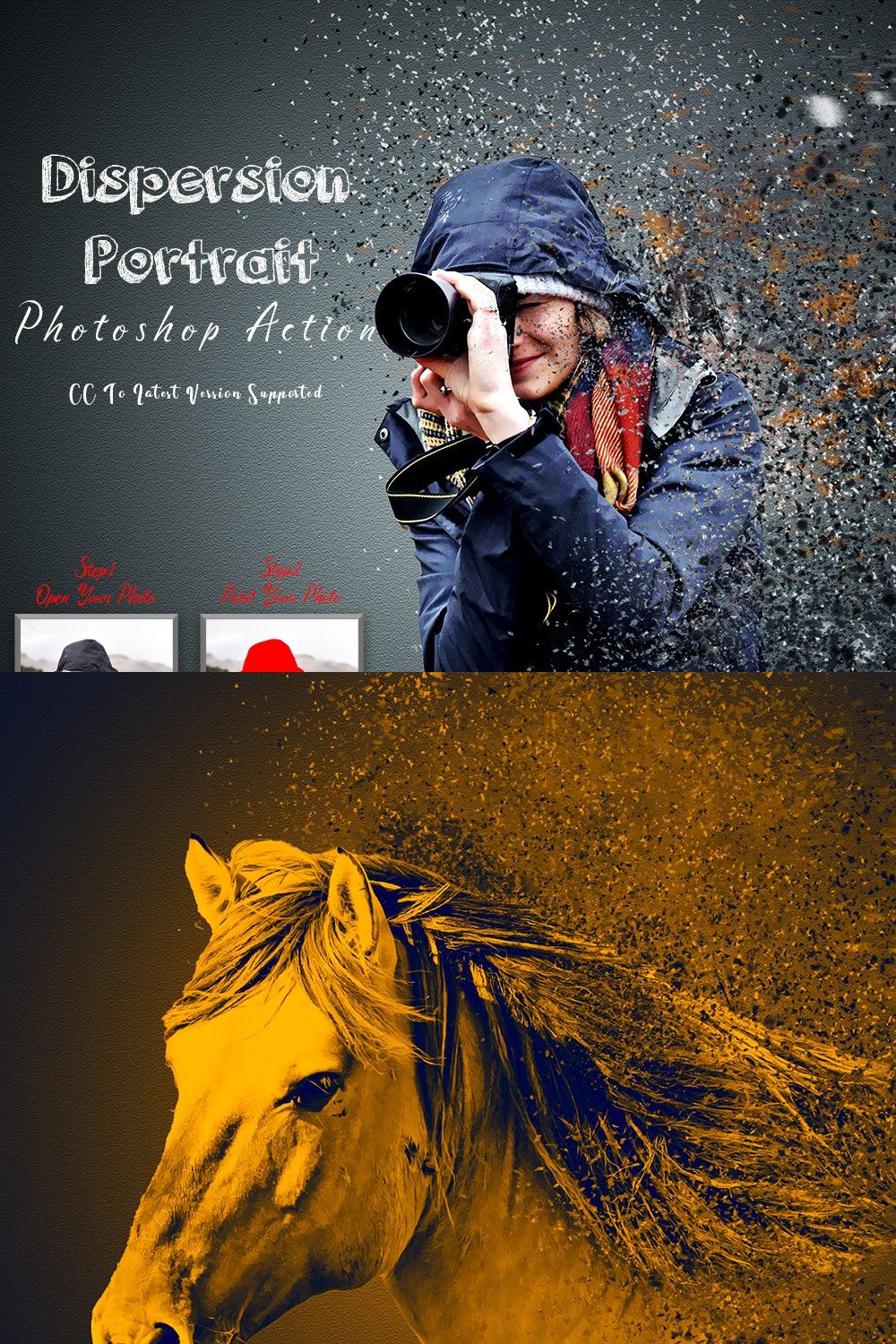 Dispersion Portrait Photoshop Action pinterest preview image.