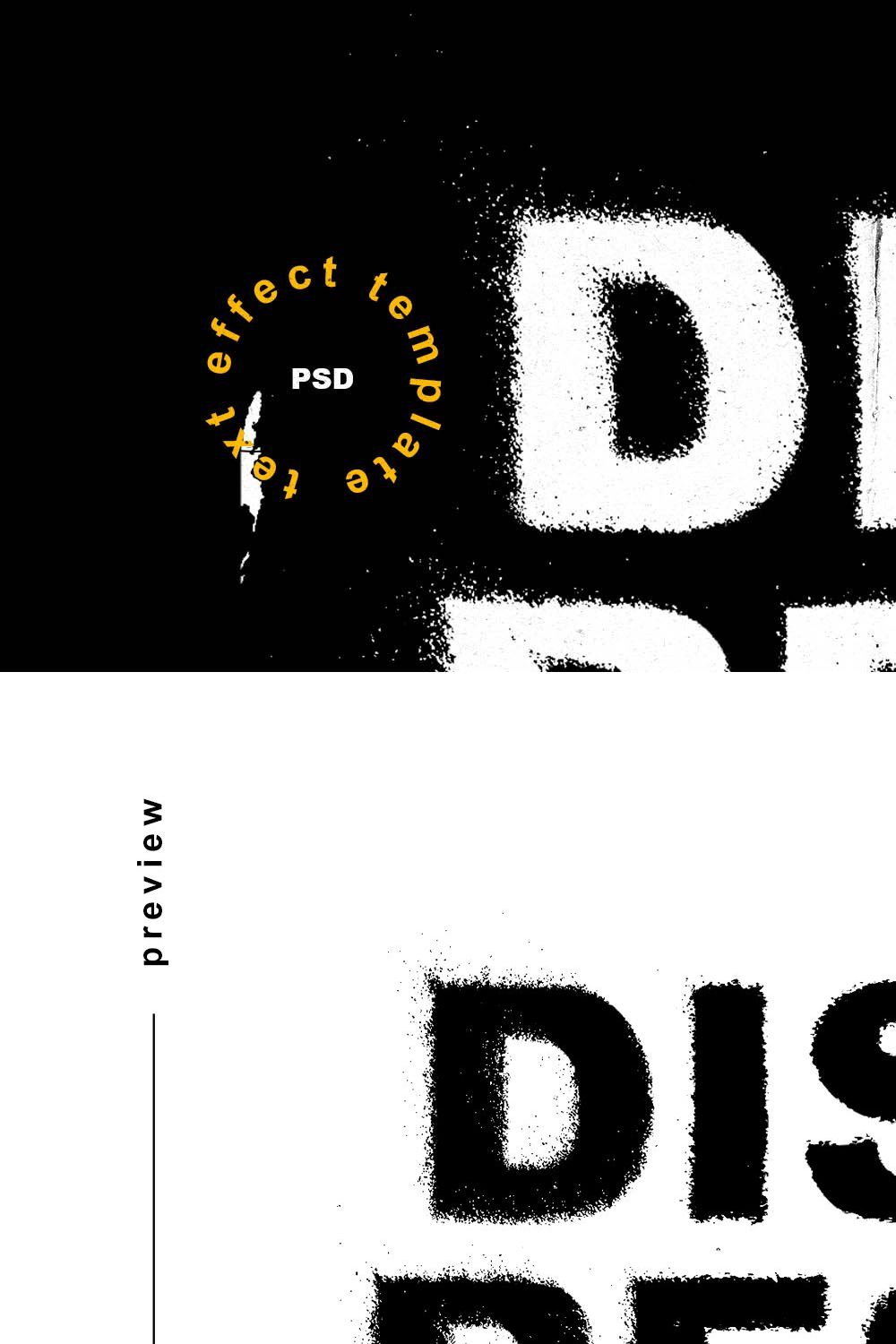 Distress Damage Text Effect Template pinterest preview image.