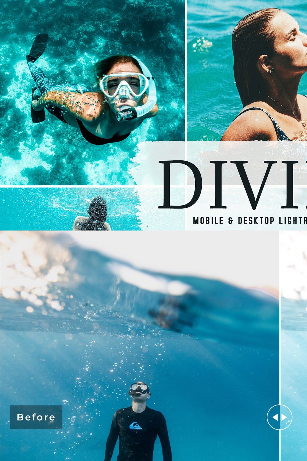 Diving Pro Lightroom Presets pinterest preview image.