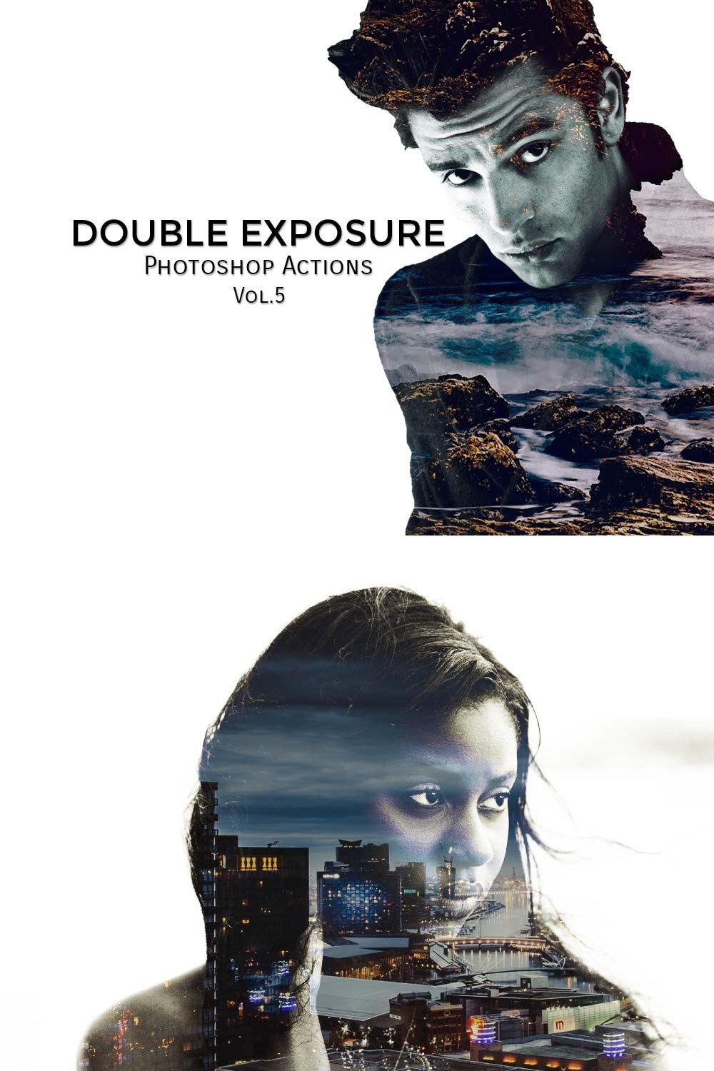 Double Exposure PS Actions Vol.5 pinterest preview image.