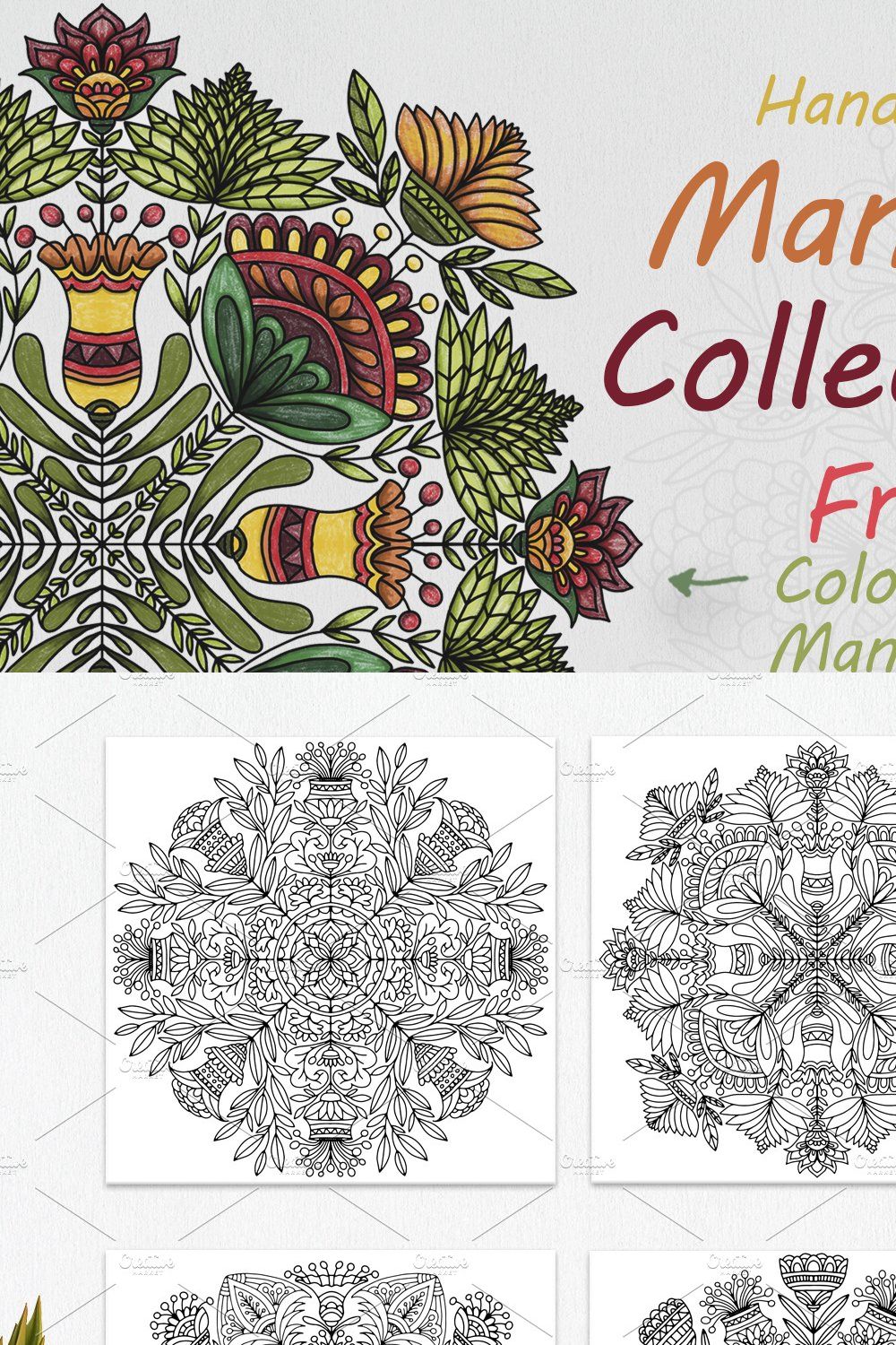 Drawn mandalas in folk style flower pinterest preview image.