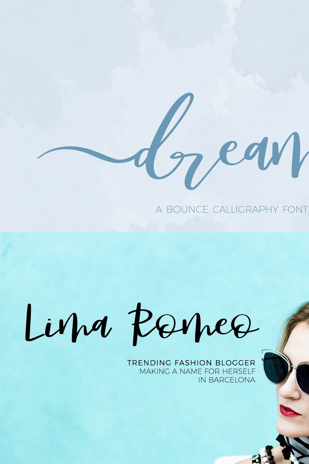 Dream Bounce Calligraphy Font pinterest preview image.