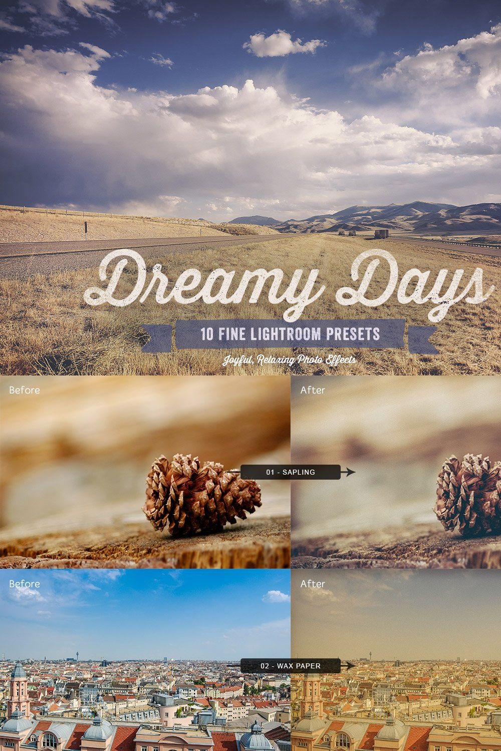 Dreamy Days Lightroom Presets Vol 1 pinterest preview image.