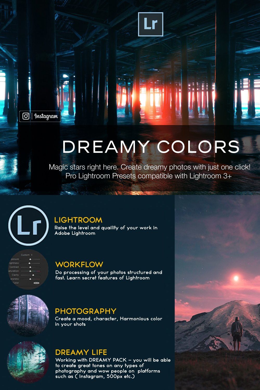 Dreamy Lightroom Presets pinterest preview image.