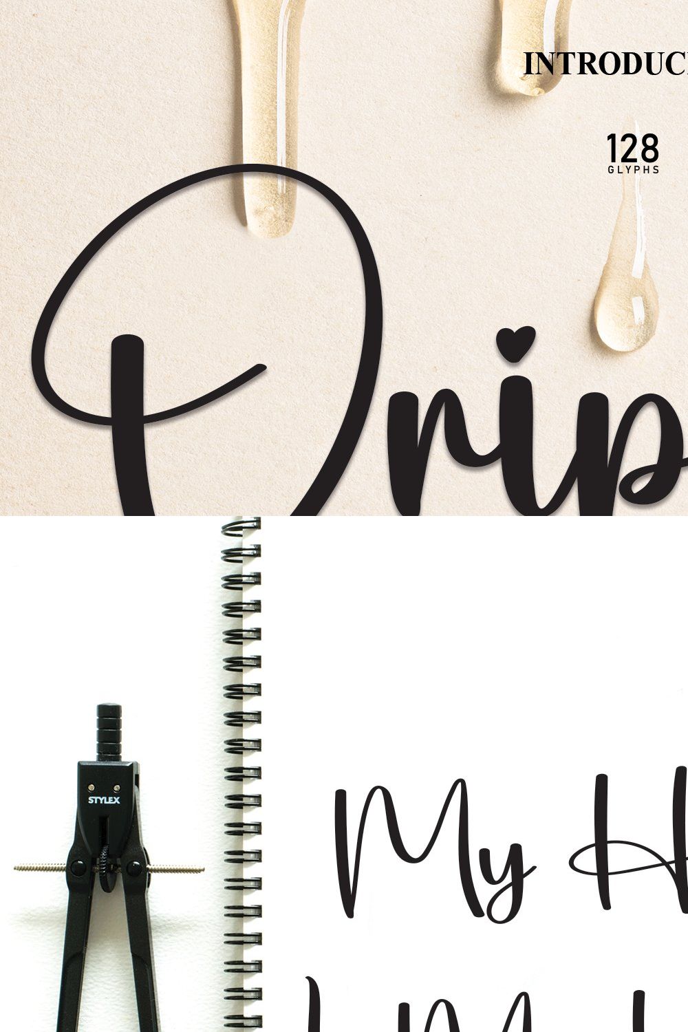 Dripping | Script Font pinterest preview image.