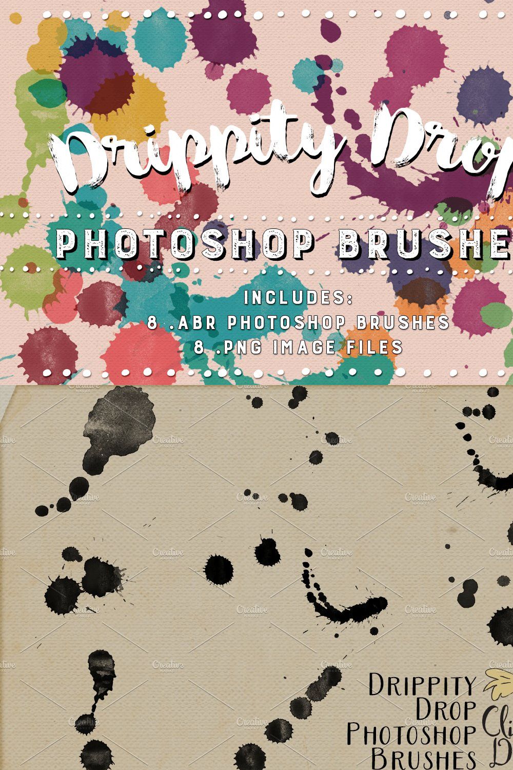 Drippity Drop Photoshop Brushes pinterest preview image.