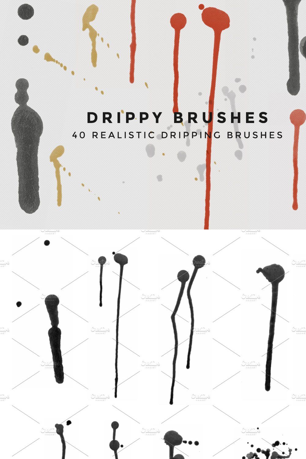 Drippy Brushes - 40 Dripping Brushes pinterest preview image.