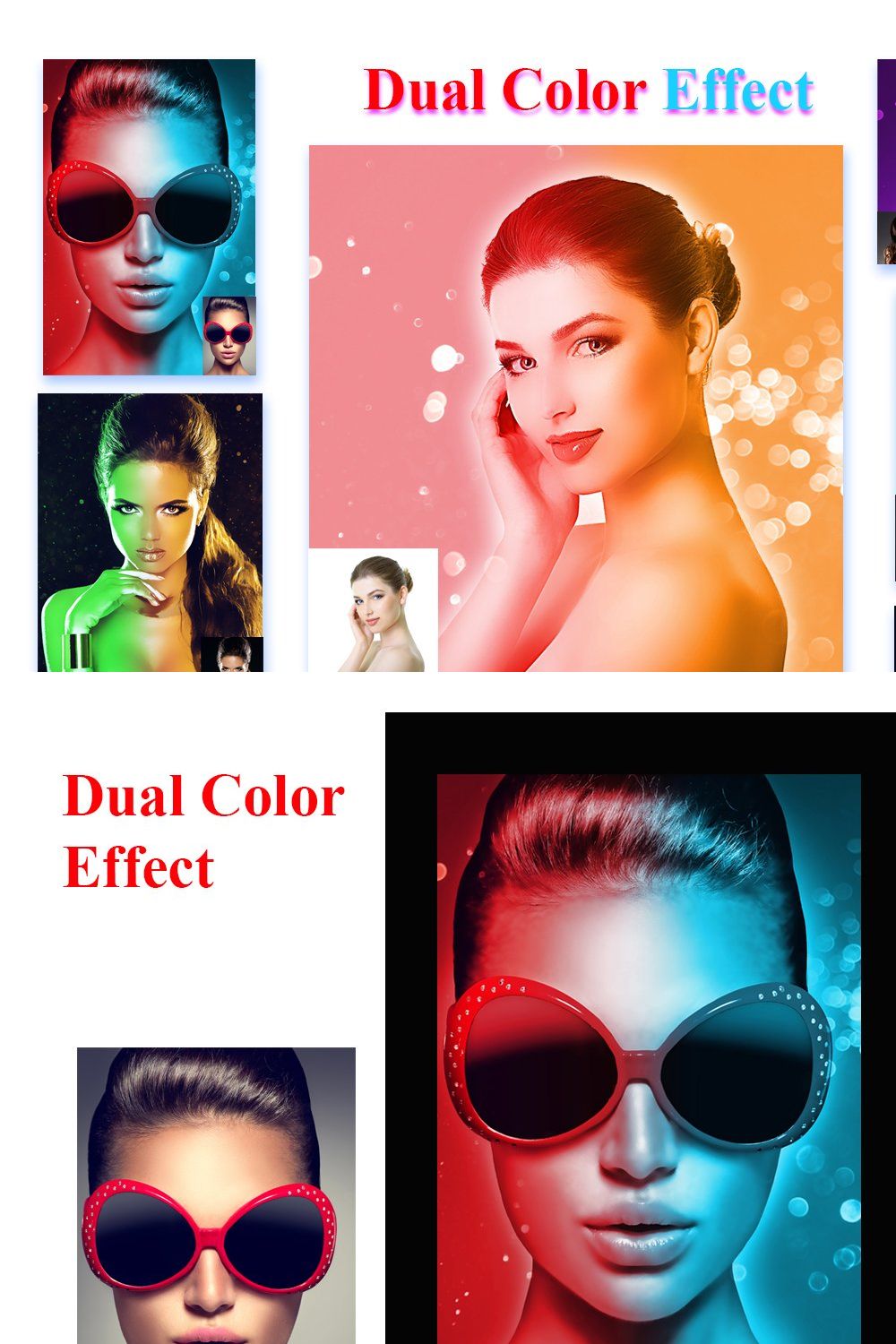 Dual Color Effect Photoshop Action pinterest preview image.