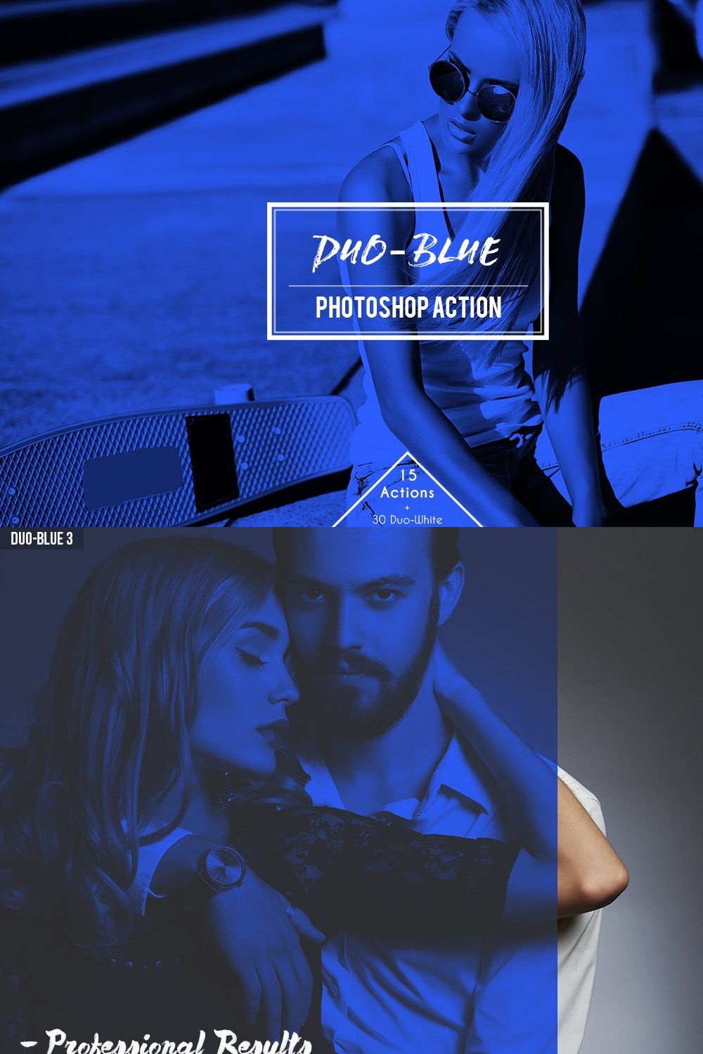 Duo-Blue Duotone Photoshop Action pinterest preview image.
