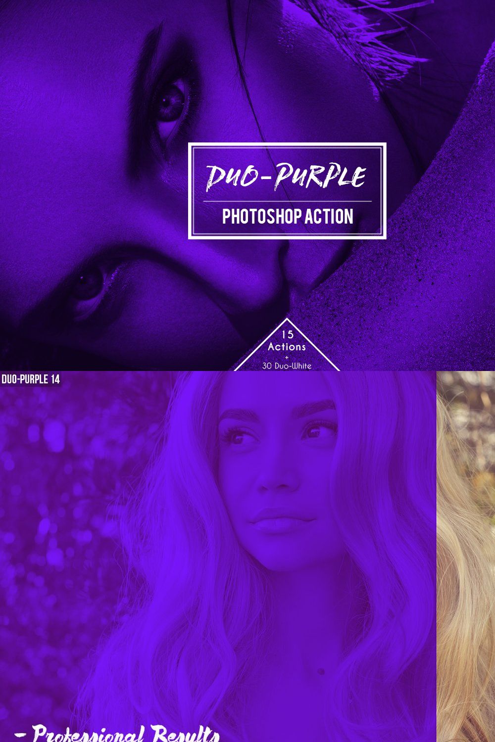 Duo-Purple Duotone Photoshop Action pinterest preview image.