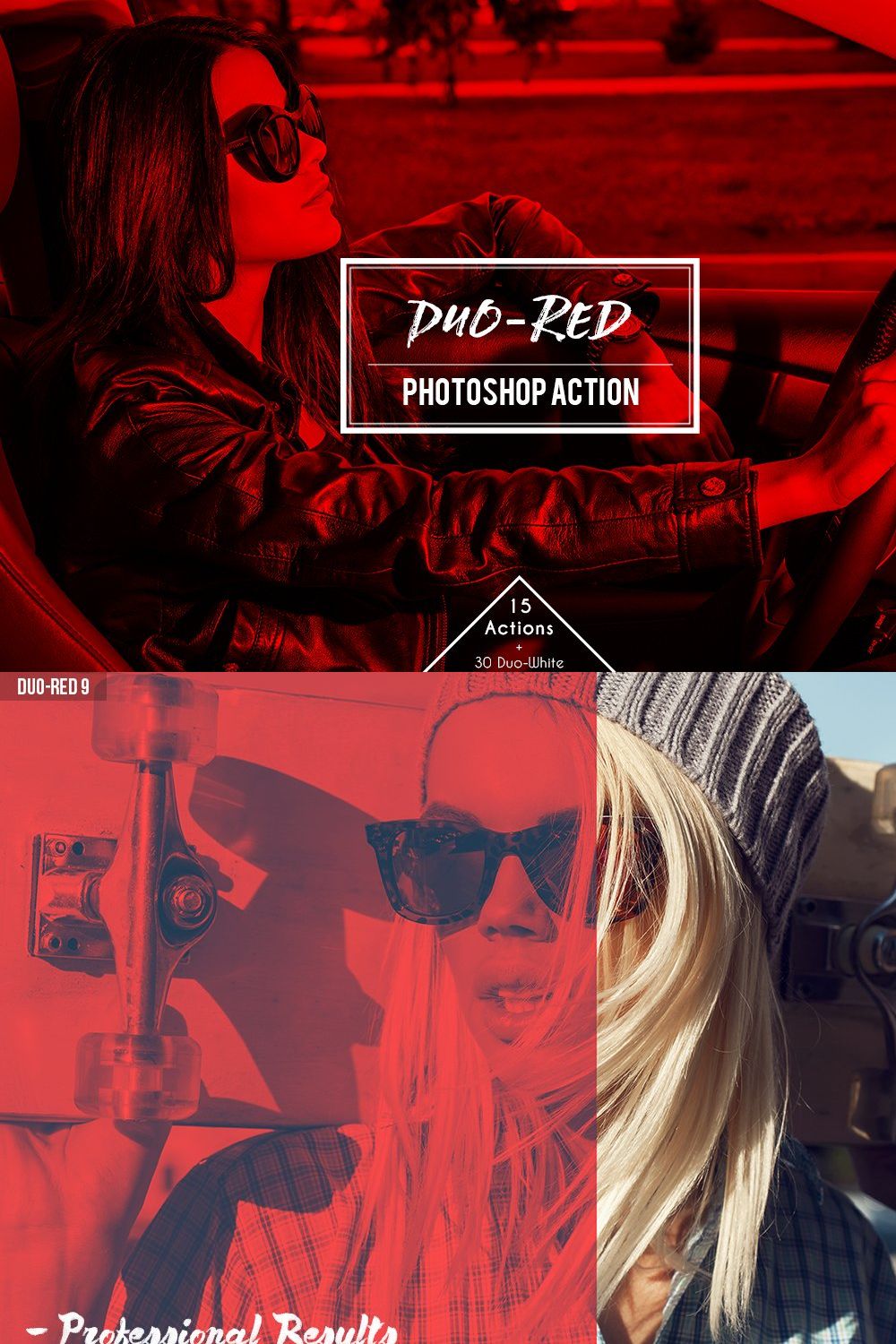 Duo-Red  Duotone Photoshop Action pinterest preview image.