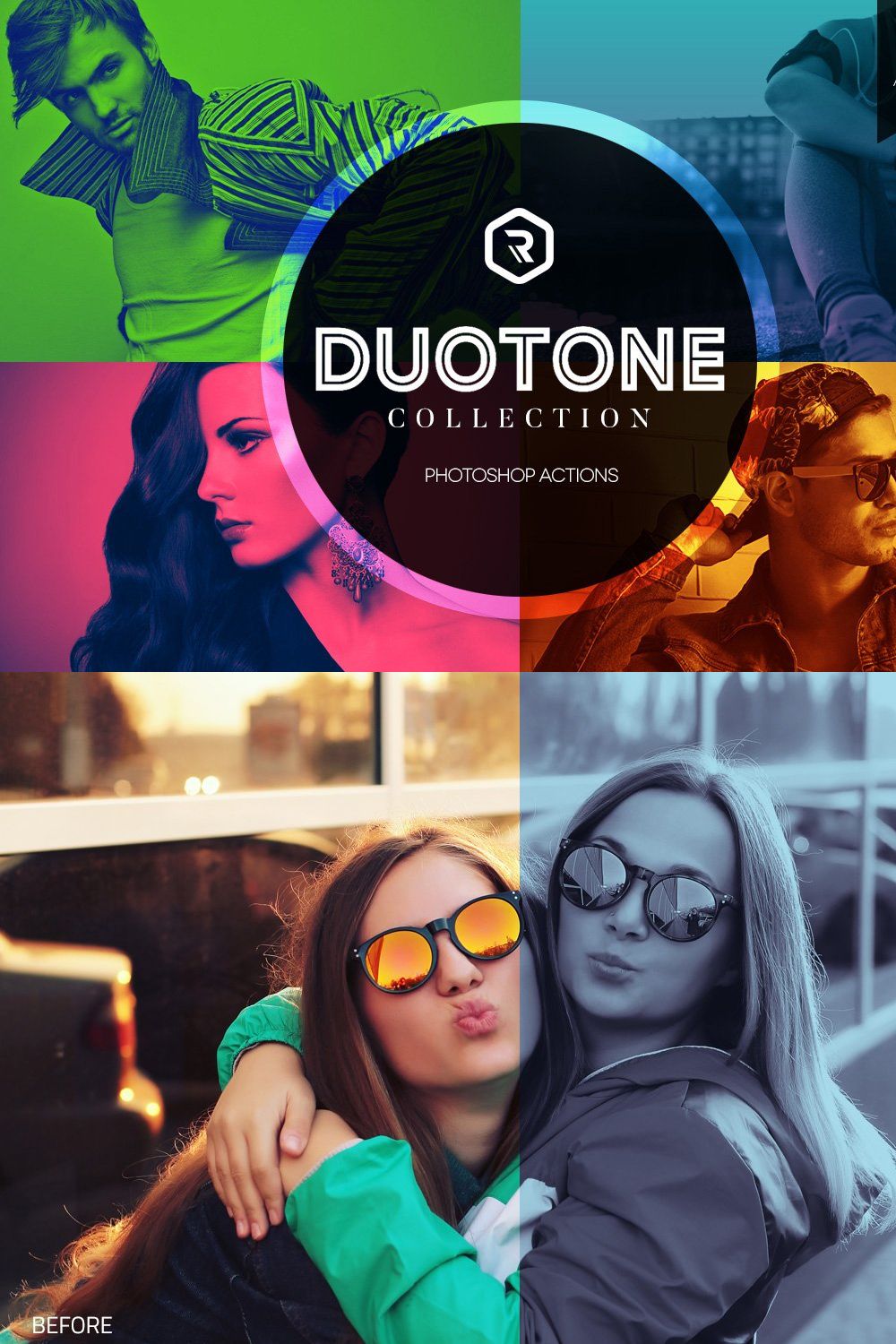 Duotone Collection Photoshop Actions pinterest preview image.