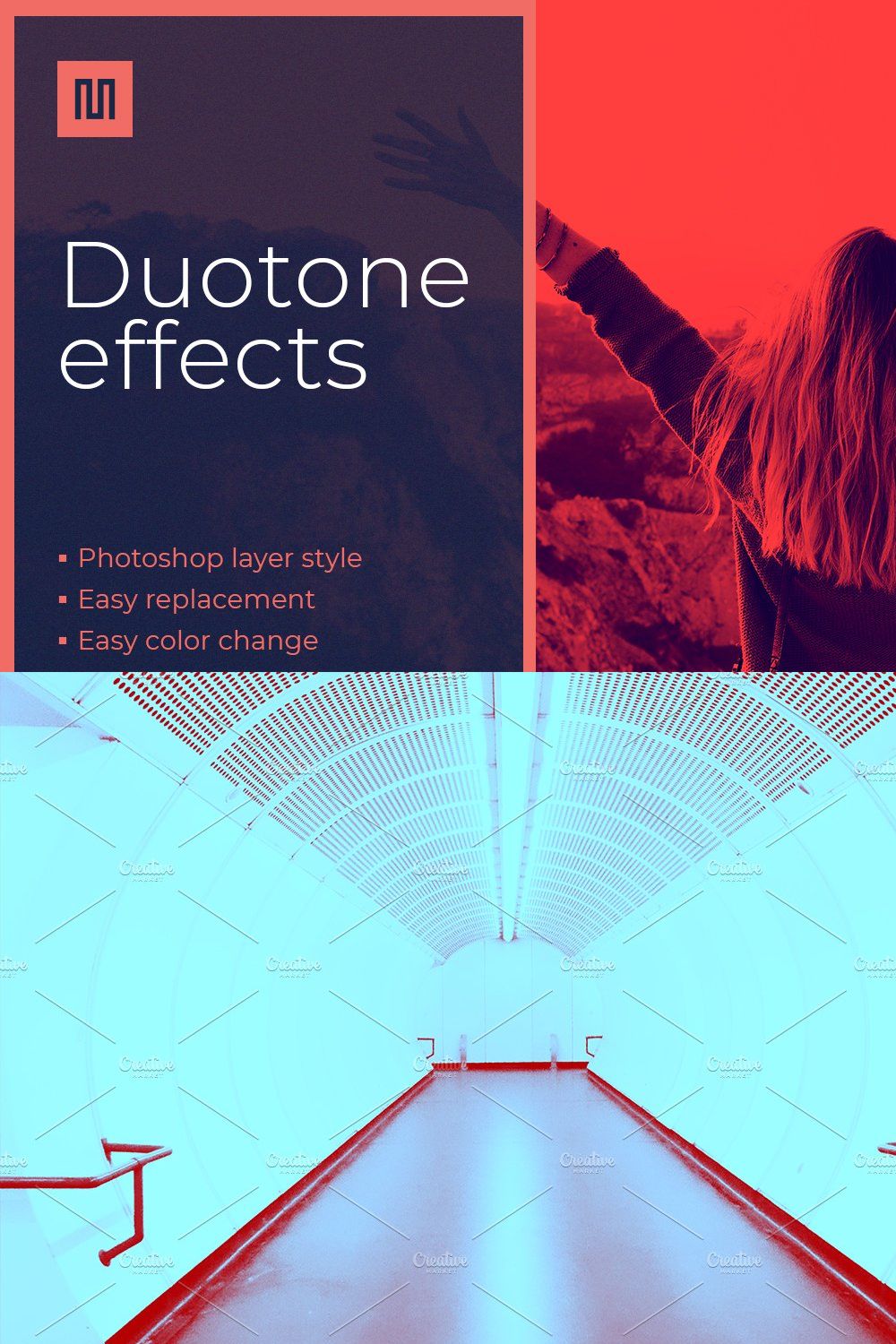Duotone effect - Photoshop effect pinterest preview image.