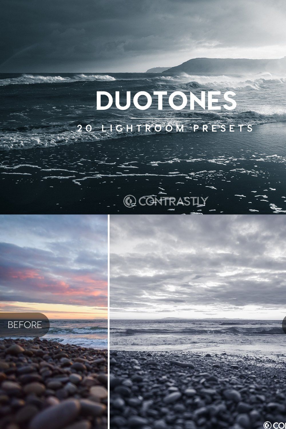 Duotone Lightroom Presets pinterest preview image.