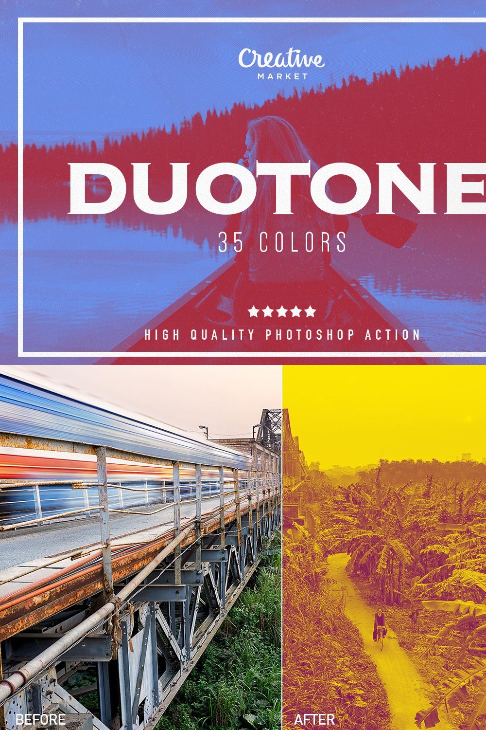 Duotone Photoshop Action pinterest preview image.