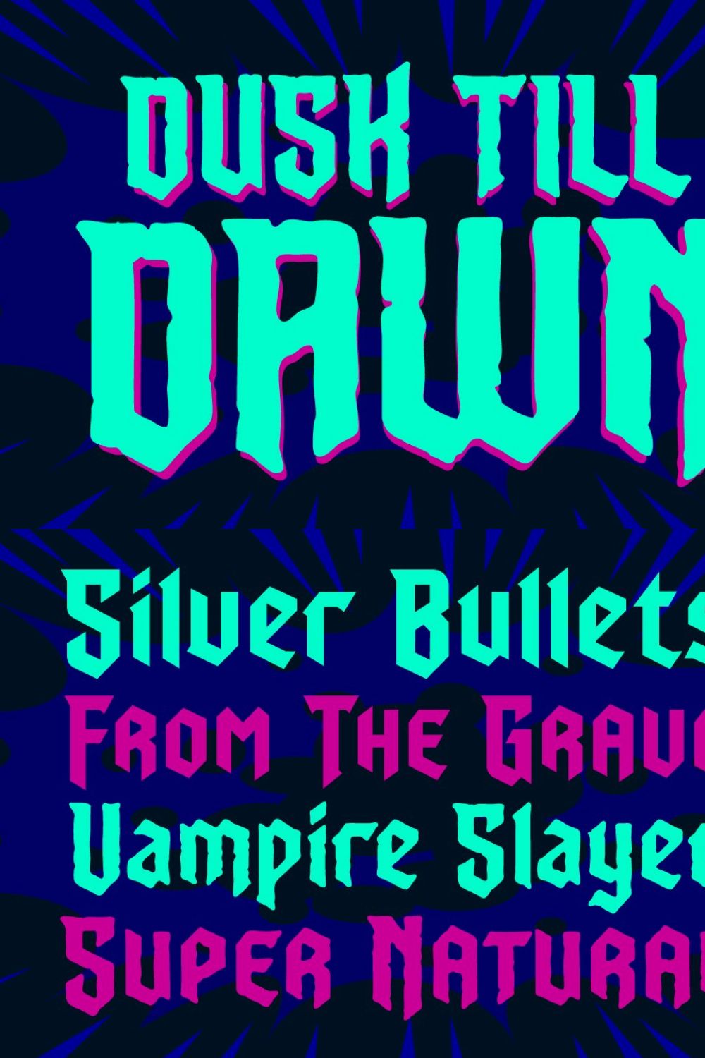 Dusk Till Dawn - creepy vampire font pinterest preview image.