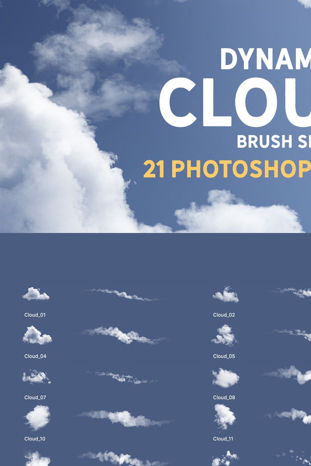 Dynamic Clouds Brush set pinterest preview image.
