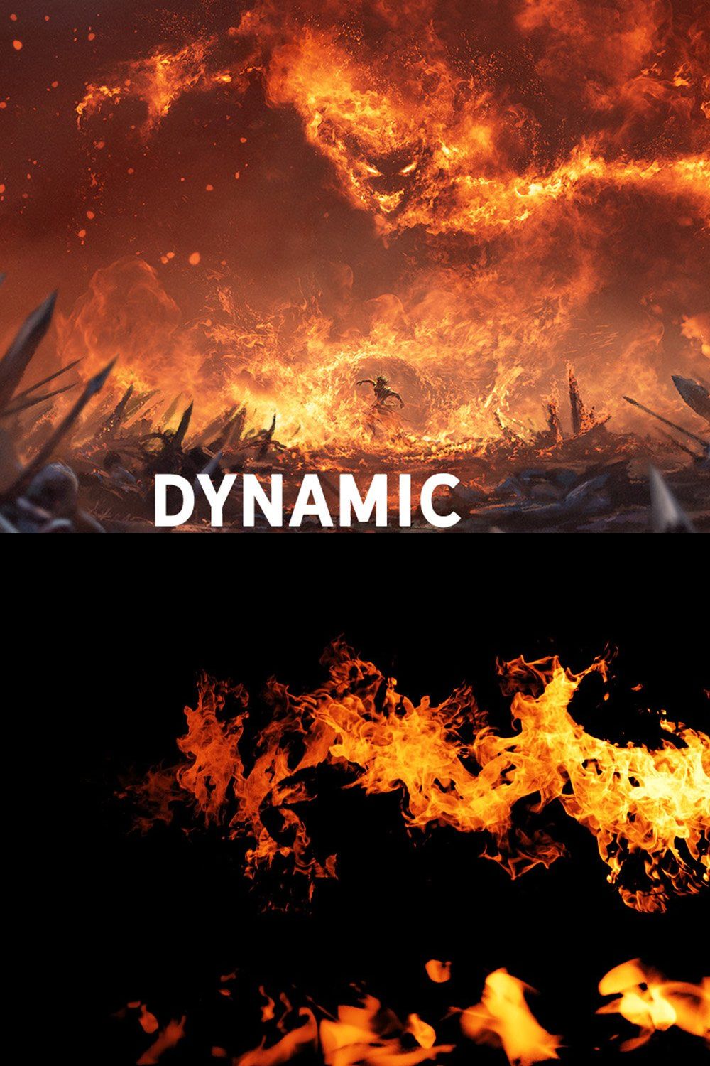 Dynamic Fire FX brush set pinterest preview image.