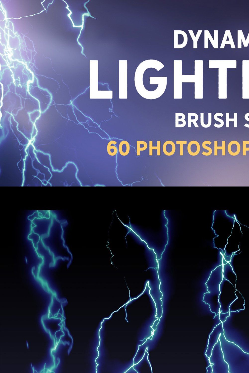 Dynamic Lightning brush set pinterest preview image.