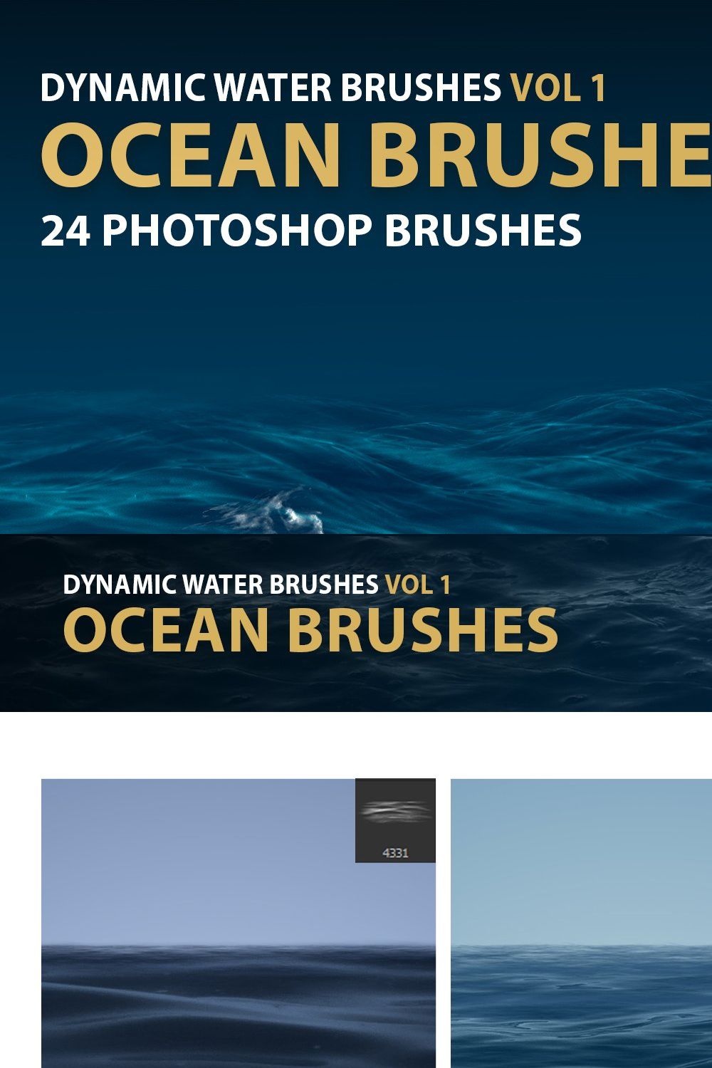 Dynamic Ocean Photoshop Brushes pinterest preview image.