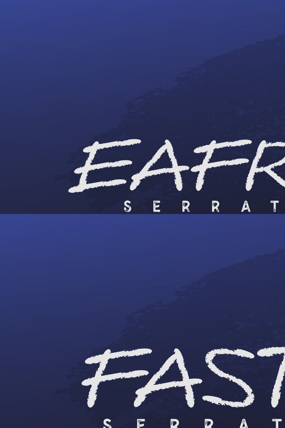 Eafrots Serrations - Brush Font pinterest preview image.