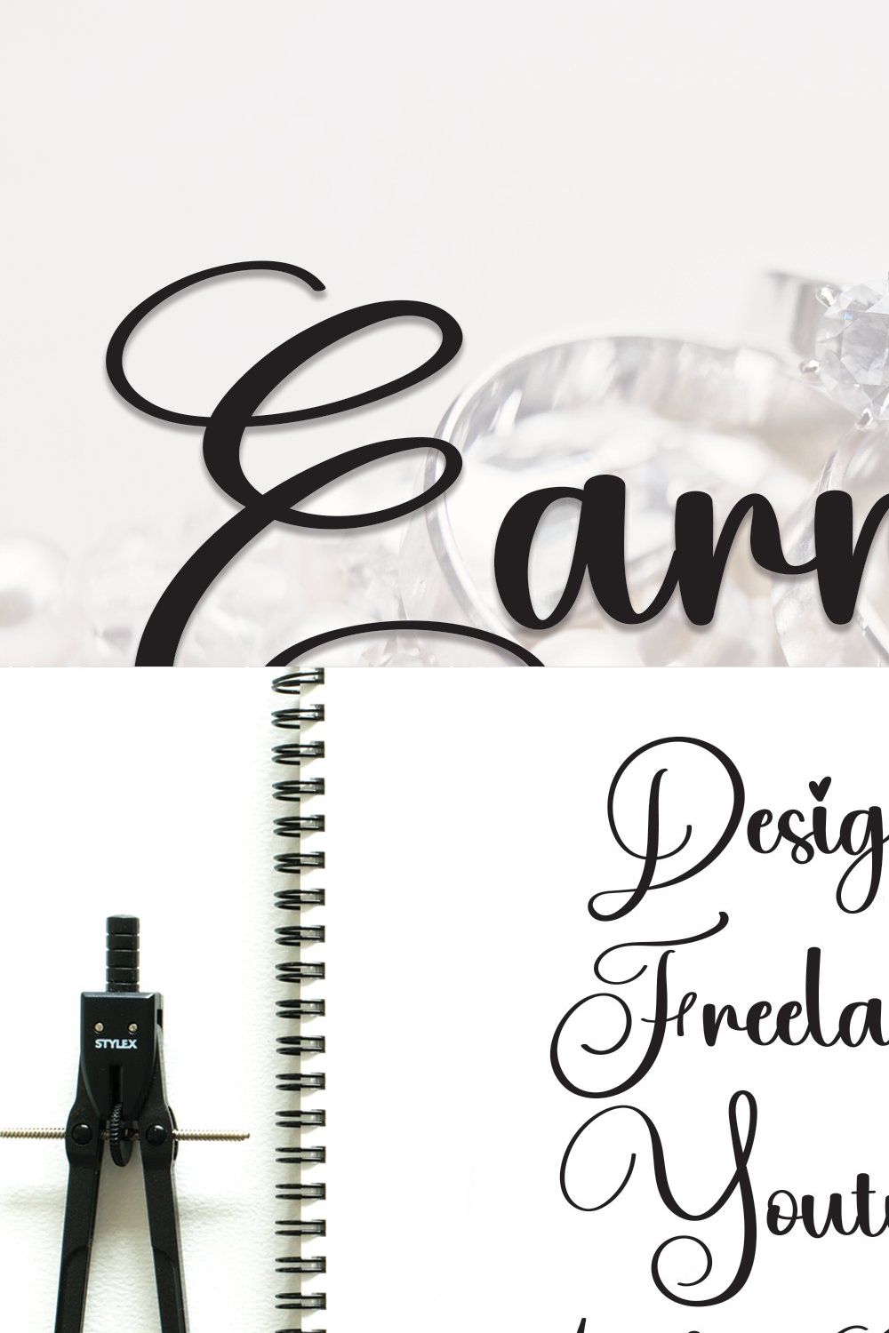 Earrings | Script Font pinterest preview image.