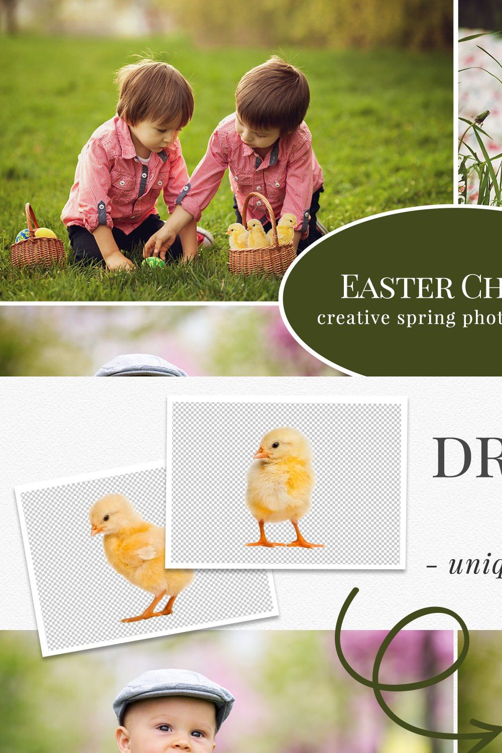 Easter Chicks photo overlays pinterest preview image.